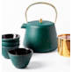 AGNES CZAJNIK ŻELIWNY Z CZARKAMI 1L 5EL GREEN DARK