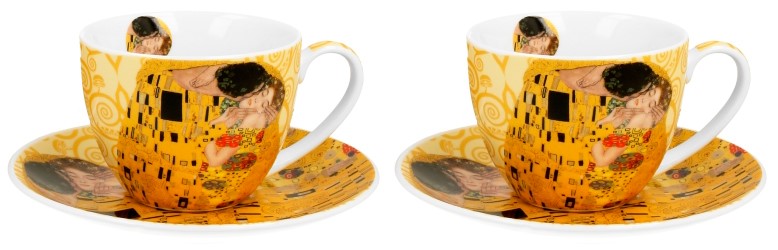 GUSTAV KLIMT KISS ECRU KOMPLET FILIŻANEK 2+2 280ml