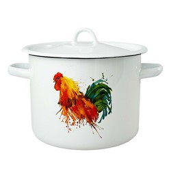 GARNEK EMALIA Z POKRYWĄ BIAŁY KOGUT 18cm 3l