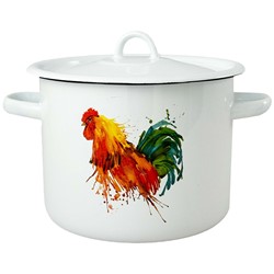 GARNEK EMALIA Z POKRYWĄ BIAŁY KOGUT 20cm 4,5l