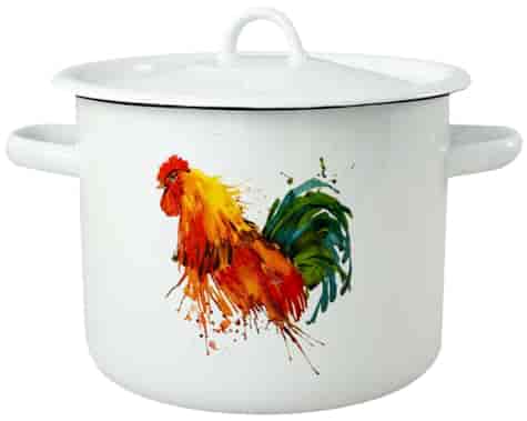 GARNEK EMALIA Z POKRYWĄ BIAŁY KOGUT 20cm 4,5l