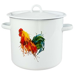 GARNEK EMALIA Z POKRYWĄ BIAŁY KOGUT 22cm 7l