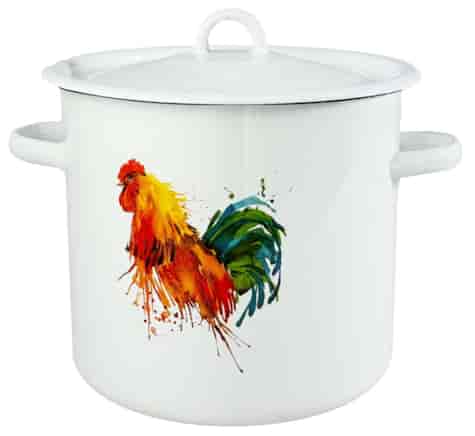GARNEK EMALIA Z POKRYWĄ BIAŁY KOGUT 22cm 7l
