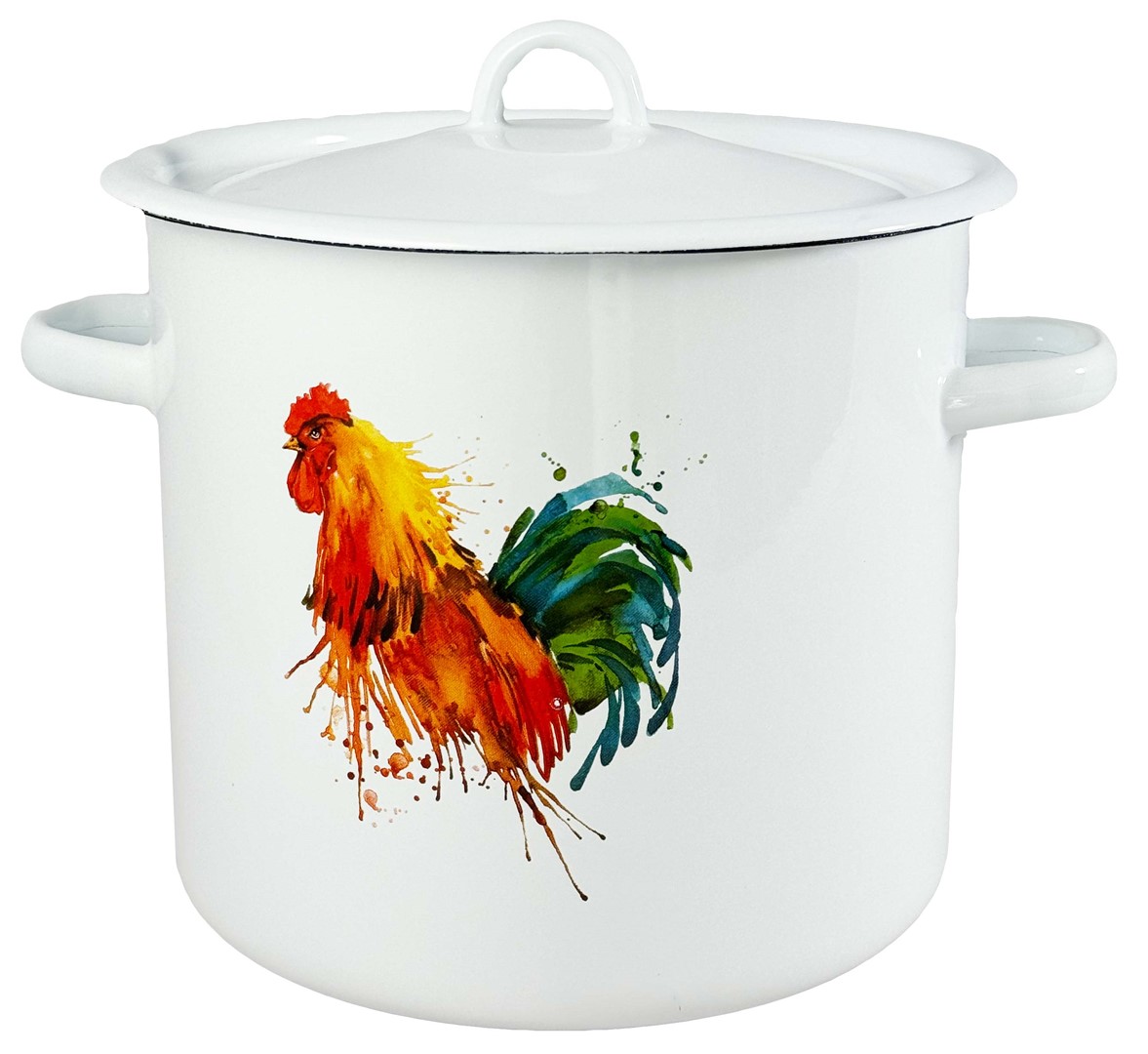 GARNEK EMALIA Z POKRYWĄ BIAŁY KOGUT 22cm 7l
