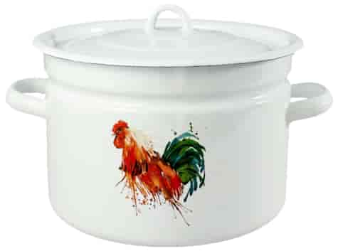 GARNEK EMALIA Z POKRYWĄ BIAŁY KOGUT 26cm  9l