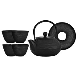 GIFT CZAJNIK ŻELIWNY Z CZARKAMI 1,5L 6EL BLACK