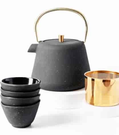 AGNES CZAJNIK ŻELIWNY Z CZARKAMI 1L 5EL GREY DARK