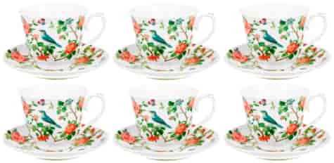 PTAKI NA GAŁĘZI KOMPLET FILIŻANEK 6+6 250ml