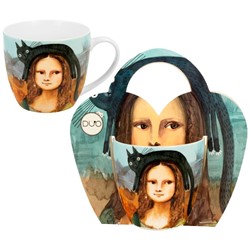 KOCI ŚWIAT MONA LISA KUBEK 460ml + OPAK Z RĄCZKĄ