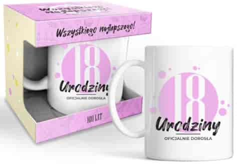 HAPPY DAY PINK KUBEK 320ml - 18 URODZINY