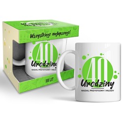HAPPY DAY GREEN KUBEK 320ml - 40 URODZINY