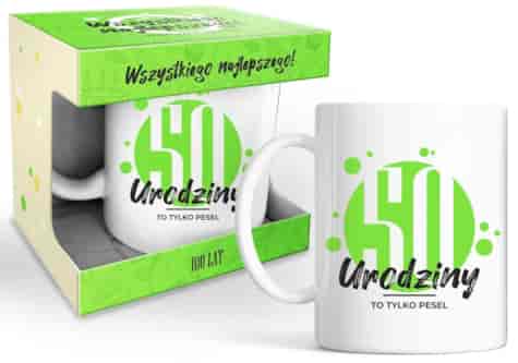 HAPPY DAY GREEN KUBEK 320ml - 50 URODZINY