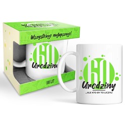 HAPPY DAY GREEN KUBEK 320ml - 60 URODZINY