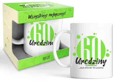 HAPPY DAY GREEN KUBEK 320ml - 60 URODZINY