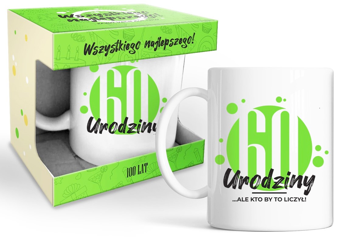HAPPY DAY GREEN KUBEK 320ml - 60 URODZINY