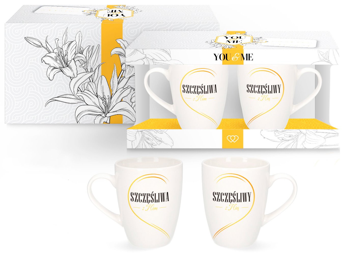 YOU AND ME KUBEK KOMPLET 2EL 300ml SZCZĘŚLIWA...