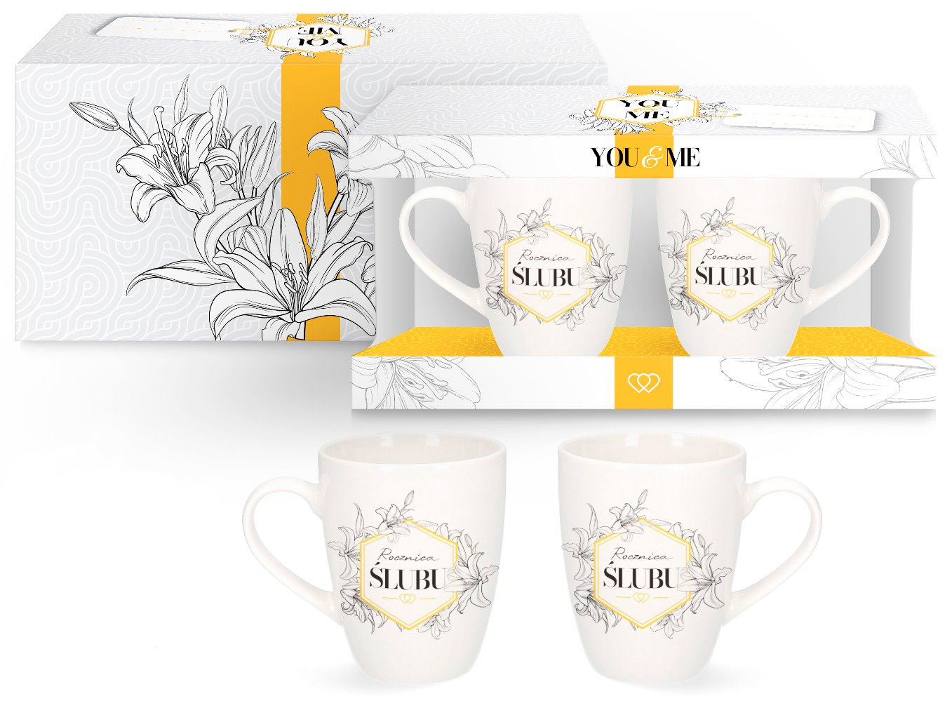 YOU AND ME KUBEK KOMPLET 2EL 300ml ROCZNICA ŚLUBU