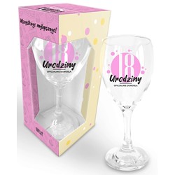 HAPPY DAY PINK KIELISZEK 220ml 18 URODZINY