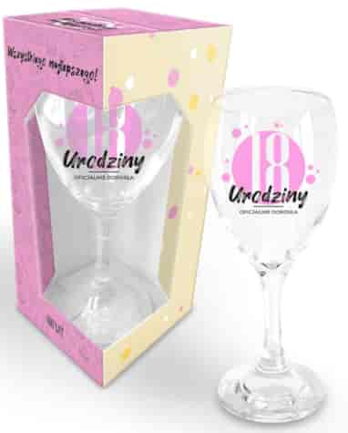 HAPPY DAY PINK KIELISZEK 220ml 18 URODZINY