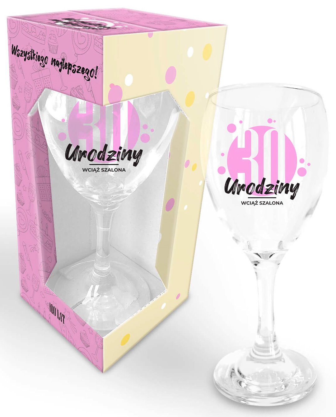 HAPPY DAY PINK KIELISZEK 220ml 30 URODZINY