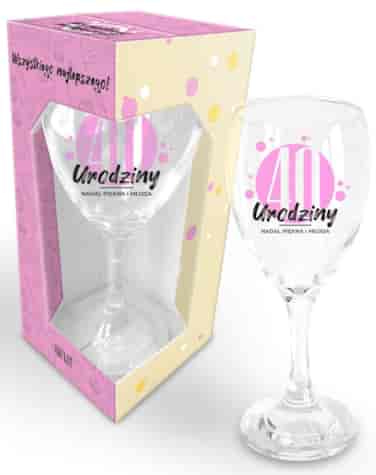 HAPPY DAY PINK KIELISZEK 220ml 40 URODZINY