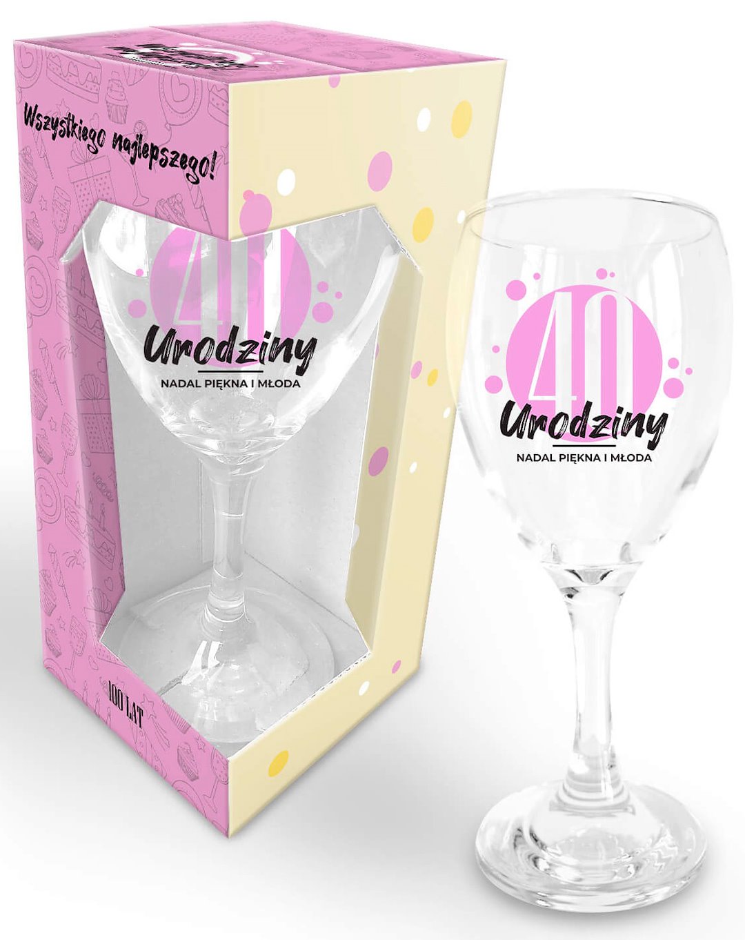 HAPPY DAY PINK KIELISZEK 220ml 40 URODZINY