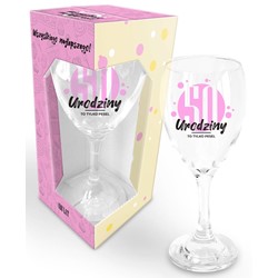 HAPPY DAY PINK KIELISZEK 220ml 50 URODZINY