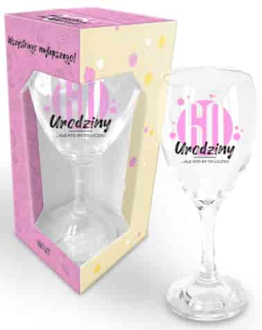 HAPPY DAY PINK KIELISZEK 220ml 60 URODZINY
