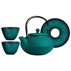 GIFT CZAJNIK ŻELIWNY Z CZARKAMI 0,8L 4EL OLIVE