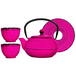 GIFT CZAJNIK ŻELIWNY Z CZARKAMI 0,8L 4EL FUCHSIA