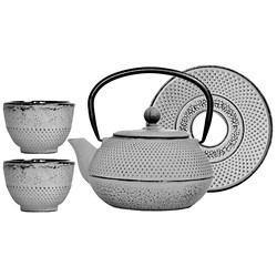 GIFT CZAJNIK ŻELIWNY Z CZARKAMI 0,8L 4EL GREY