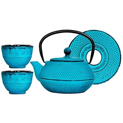 GIFT CZAJNIK ŻELIWNY Z CZARKAMI 0,8L 4EL TURQUISE