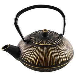 GIFT CZAJNIK ŻELIWNY Z SITKIEM 0,8L GOLD BLACK