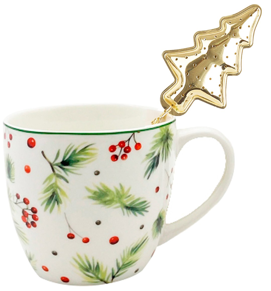 BN CHRISTMAS LEAVES KUBEK ZAPARZACZ CHOINKA 460ml