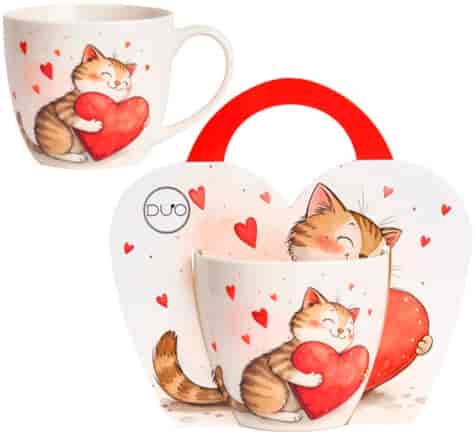 KOT Z ZABAWKĄ KUBEK 460ml + OPAKOWANIE Z RĄCZKĄ