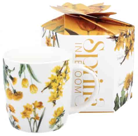 KWIATY ŻÓŁTE KUBEK W PUDEŁKU 400ml