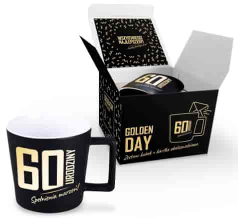 GOLDEN DAY KUBEK 350ml + KARTKA - 60 URODZINY