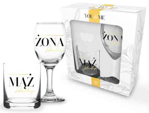 YOU AND ME ŚLUB KIELISZEK 200ml SZKLANKA 220ml 2EL