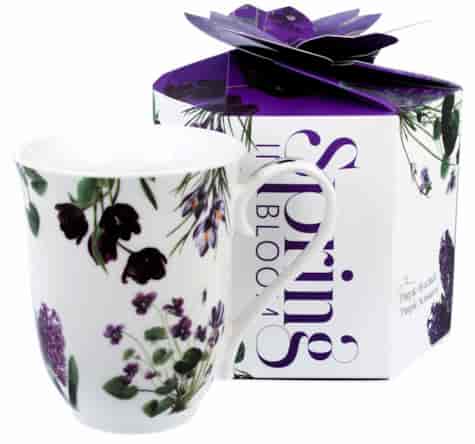 KWIATY FIOLETOWE KUBEK VINTAGE W PUDEŁKU 460ml