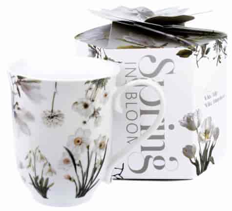 KWIATY BIAŁE KUBEK VINTAGE W PUDEŁKU 460ml